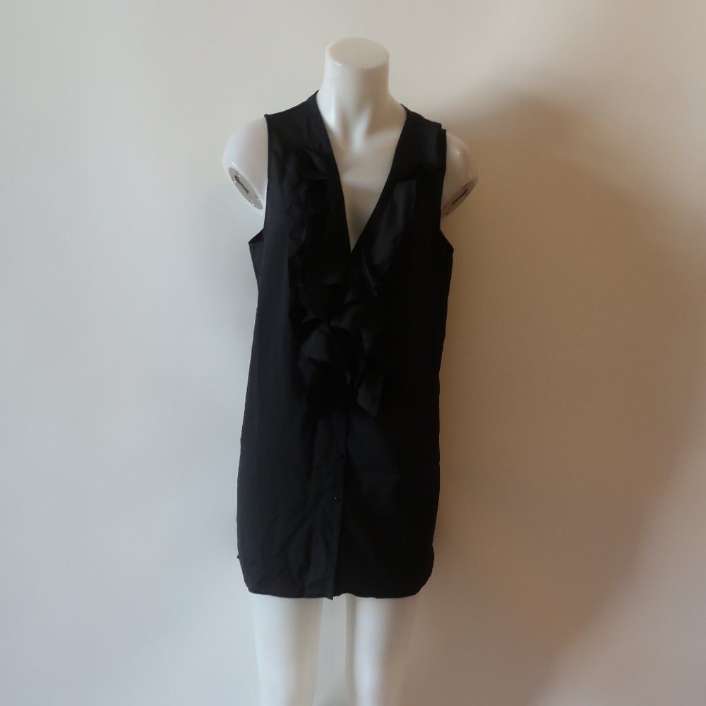 NWT Womens New York & Company Black Ruffle Sleeveless Blouse Sz XL